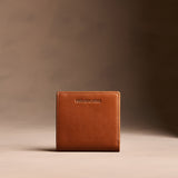 Vintage Tan Small | Petite slim leather bifold wallet with multiple card slots and a zippered back pocket