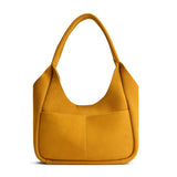 Dijon Medium | U-shaped, flat-bottomed leather shoulder bag with two outside pockets