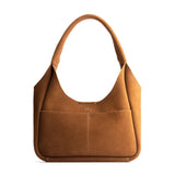 Jackson Medium | U-shaped, flat-bottomed leather shoulder bag with two outside pockets