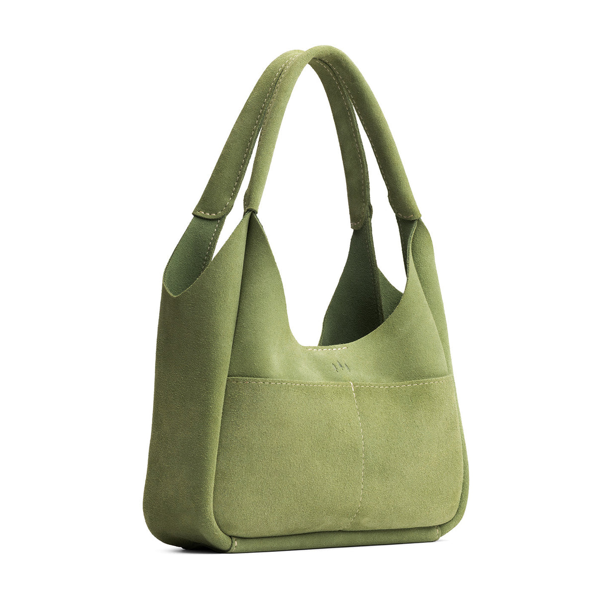 Laurel*Medium | U-shaped, flat-bottomed leather shoulder bag with two outside pockets