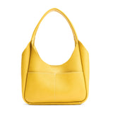 Pomello Medium | U-shaped, flat-bottomed leather shoulder bag with two outside pockets