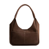 Stagecoach Medium | U-shaped, flat-bottomed leather shoulder bag with two outside pockets