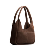 Stagecoach Medium | U-shaped, flat-bottomed leather shoulder bag with two outside pockets