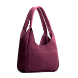 Superbloom Medium | U-shaped, flat-bottomed leather shoulder bag with two outside pockets