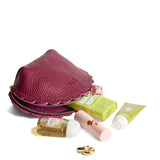 Orchid Large | Curved leather pouch with zipper and scalloped edges