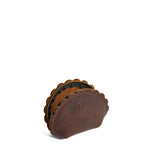 Coldbrew Small | Curved leather pouch with zipper and scalloped edges