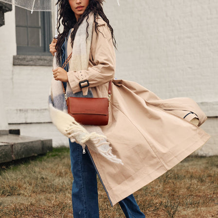 Nutmeg*Mini | Small Leather Crossbody Bag with Magnetic Messenger Bag Closure