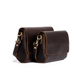 Grizzly | Side by Side of both sizes of Leather Crossbody Bag with Magnetic Messenger Bag Closure