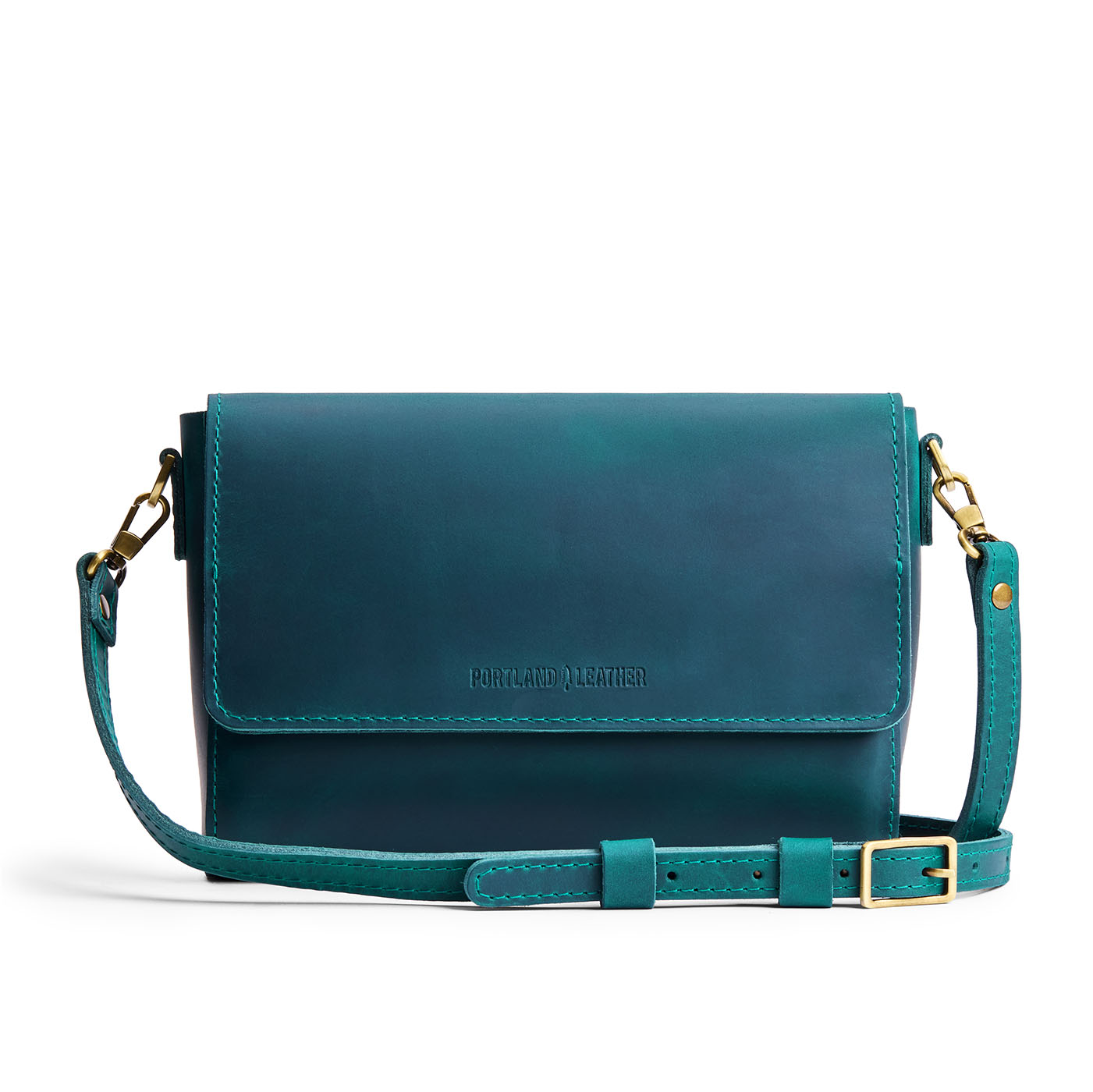 Westward Blue*Medium | Leather Crossbody Bag with Magnetic Messenger Bag 
