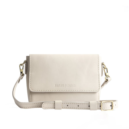 Bone*Medium  | Leather Crossbody Bag with Magnetic Messenger Bag Closure