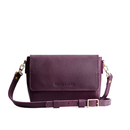 Plum*Medium | Leather Crossbody Bag with Magnetic Messenger Bag Closure