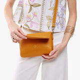 Sunshine Mini | Model wearing leather Crossbody Bag with Magnetic Messenger Bag 