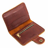 Nutmeg | Small leather wallet with snap open