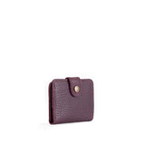 Plum | Small leather wallet with snap closed