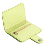 Shadow Lime | Small leather wallet with snap closure