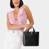 Black Classic | Crossbody tote bag with snap closure and front pocket