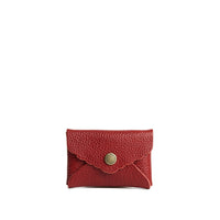 Chili Red | Small leather card wallet with scalloped edge