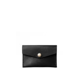 Black | Small leather envelope card wallet with snap closure