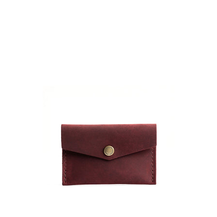 Merlot | Small leather card wallet with snap closure