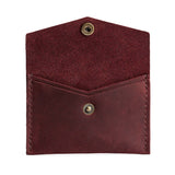 Merlot | Small leather card wallet with snap closure