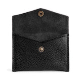 Pebbled--black | Small leather envelope card wallet with snap closure