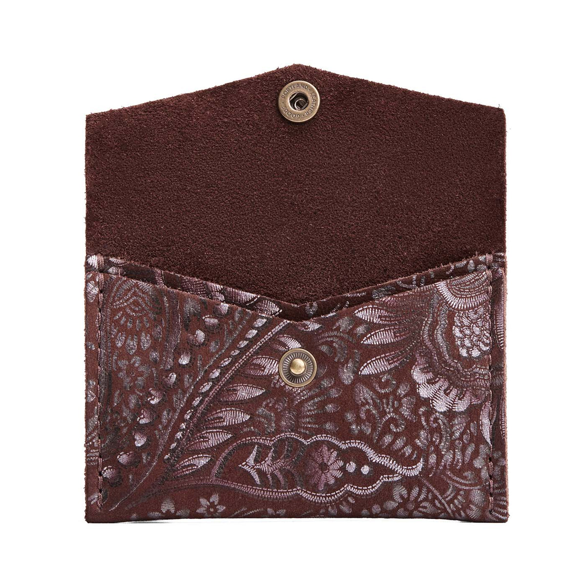 Sepia | Small leather envelope card wallet with snap closure