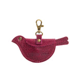 Orchid | Bird shaped pouch with button closure and lobster clasp