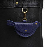 Cobalt | Bird shaped pouch with button closure and lobster clasp