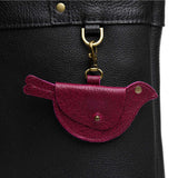 Orchid | Bird shaped pouch with button closure and lobster clasp