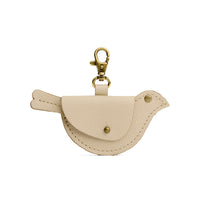 Pebbled Bone | Bird shaped pouch with button closure and lobster clasp