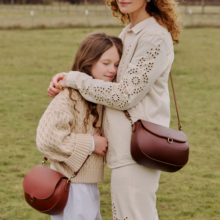 Chocolate Brown*Small | Petite leather Crossbody with a flap and magnetic closure