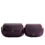 Larkspur | Size comparison of two leather Crossbodies with a flaps and magnetic closures