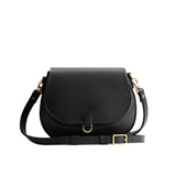 Black Small | Petite leather Crossbody with a flap and magnetic closure