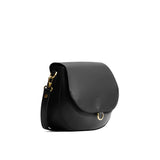 Black Small | Petite leather Crossbody with a flap and magnetic closure
