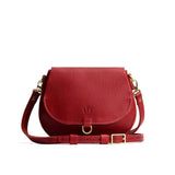 Chili Red Small | Petite leather Crossbody with a flap and magnetic closure