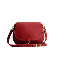 Chili Red*Small | Petite leather Crossbody with a flap and magnetic closure