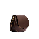 Chocolate Brown Small | Petite leather Crossbody with a flap and magnetic closure