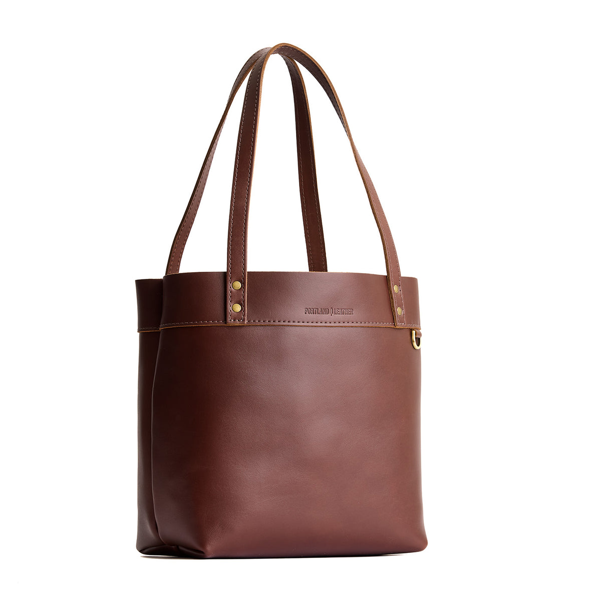 Cognac*Medium*Classic| Leather tote bag with riveted straps and exterior key loop