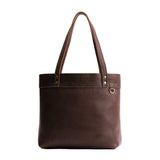 Coldbrew Medium Classic | Leather tote bag with riveted straps and exterior key loop