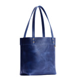 Cowboy Blue Medium Classic | Leather tote bag with riveted straps and exterior key loop