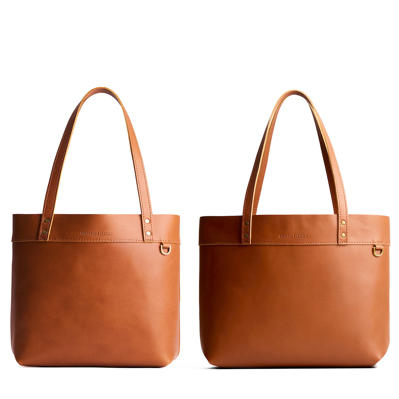 Honey | Side by side comparison of both sizes of the Montana Tote