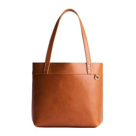 Honey*Medium*Zipper | Leather tote bag with riveted straps and exterior key loop