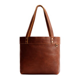 Nutmeg Medium Classic | Leather tote bag with riveted straps and exterior key loop