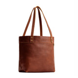 Nutmeg Medium Classic | Leather tote bag with riveted straps and exterior key loop