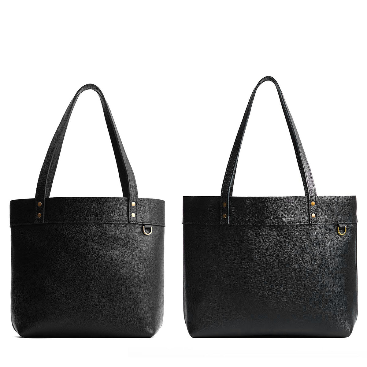 Pebbled--black | Side by side comparison of both sizes of the Montana Tote