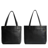 Pebbled--black | Side by side comparison of both sizes of the Montana Tote