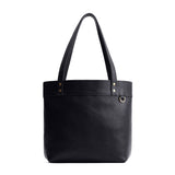 Pebbled--black Medium Classic | Leather tote bag with riveted straps and exterior key loop