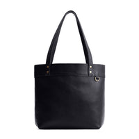 Pebbled--black*Medium*Classic | Leather tote bag with riveted straps and exterior key loop
