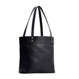 Pebbled--black Medium Classic | Leather tote bag with riveted straps and exterior key loop