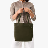 Verdant Medium Classic | Leather tote bag with riveted straps and exterior key loop